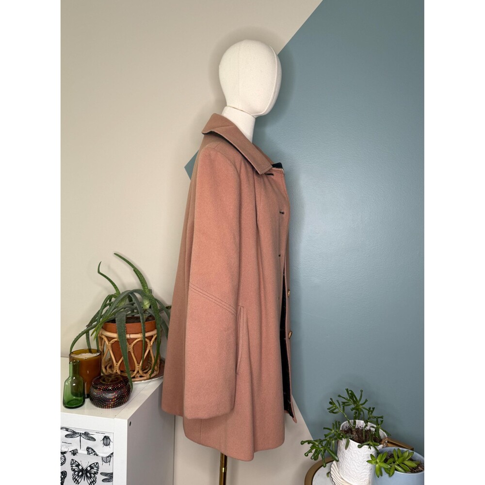 Vintage Camel Wool Coat 70s 80s Jacket Plaid Lined Winter Coat Women’s S-M - Picture 6 of 12